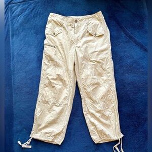 NWOT ANTHROPOLOGIE COTTON CROP TAN LIGHT WEIGHT HIGH RISE 
CARGO PANTS S…